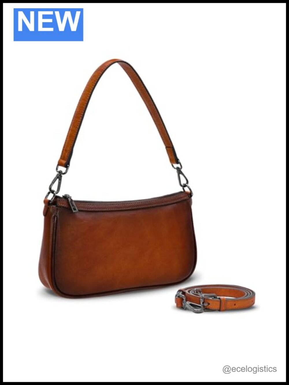 Genuine Leather Crossbody Satchel Purse for Women Zip Closure Shoulder Bag